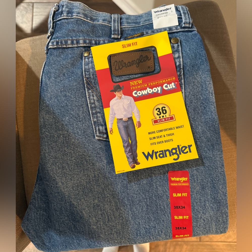 Wrangler Men's 35X34 Premium Performance Cowboy Cut Slim Fit Jeans